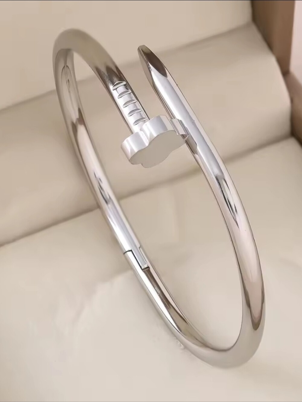 Polished Silver Nail-Head Cuff Bracelet